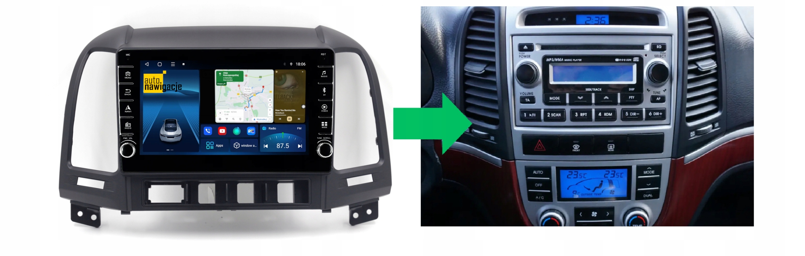 RADIO NAWIGACJA GPS HYUNDAI SANTA FE 2006-2012 ANDROID 4/64 GB