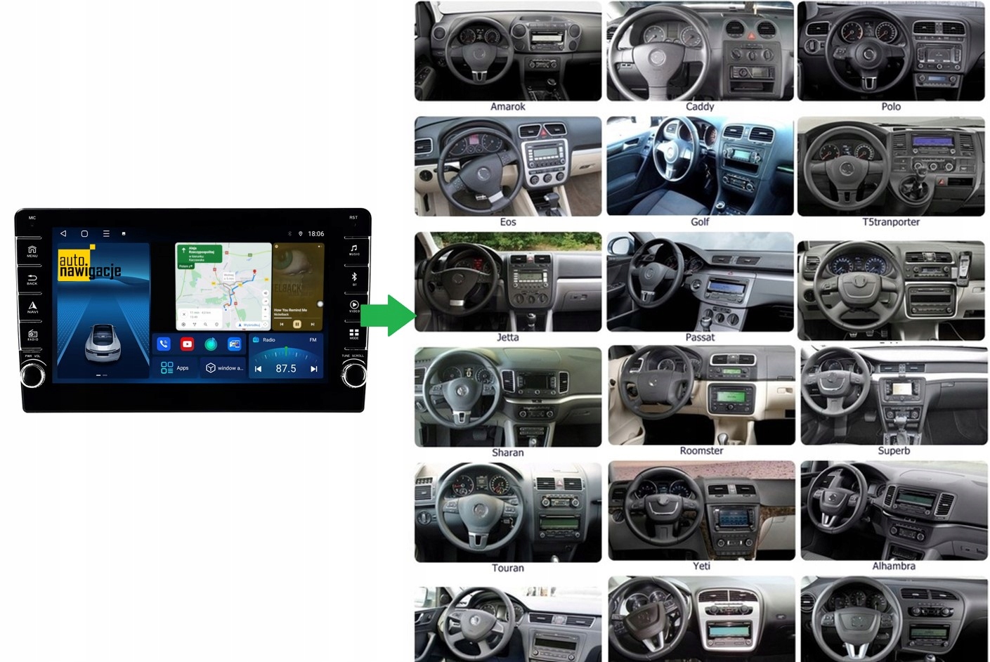 RADIO NAWIGACJA GPS VOLKSWAGEN CADDY 2005-2015 ANDROID 4/64 GB