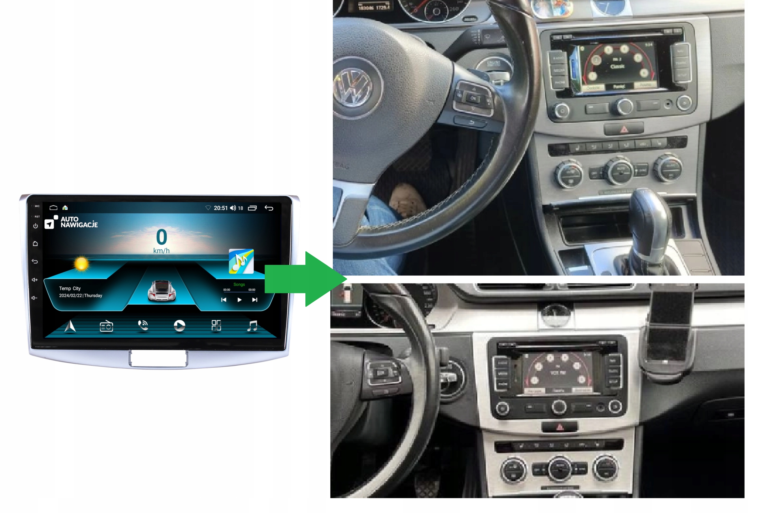 RADIO NAWIGACJA GPS VOLKSWAGEN PASSAT B6 B7 2011-2015 ANDROID 2/64 GB