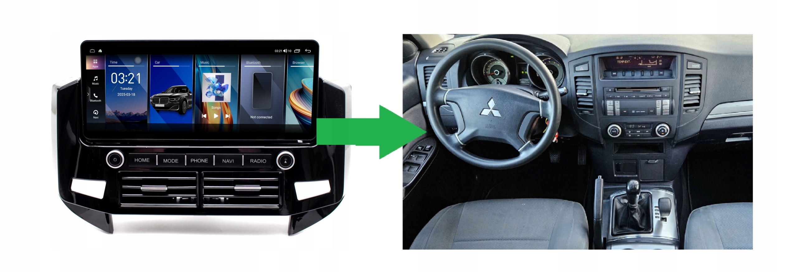 RADIO NAWIGACJA MITSUBISHI PAJERO V97 V93 V99 V88 2006-2020 ANDROID 2/32 GB