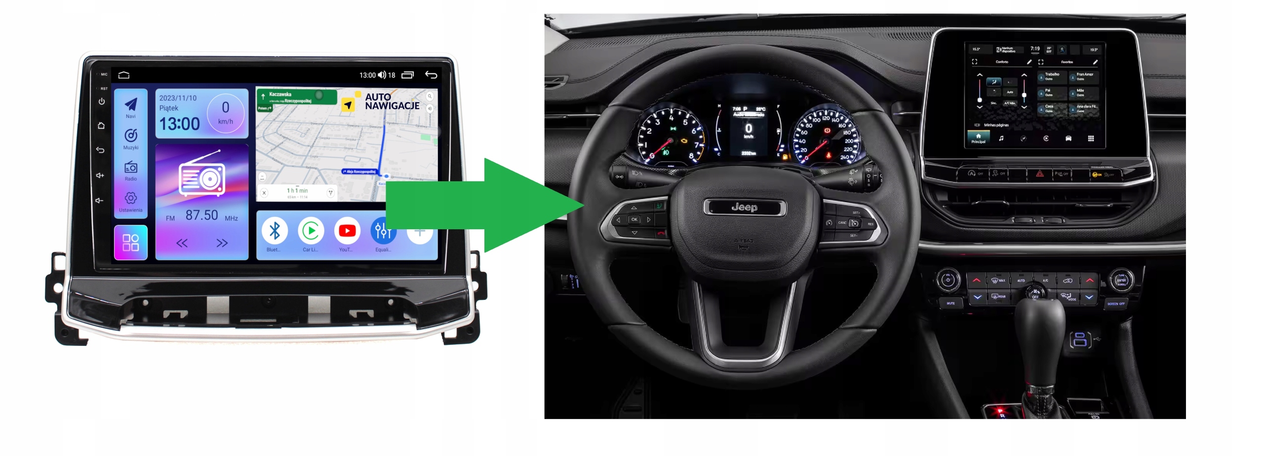 RADIO NAWIGACJA GPS JEEP COMPASS 2017+ ANDROID 4/64 GB