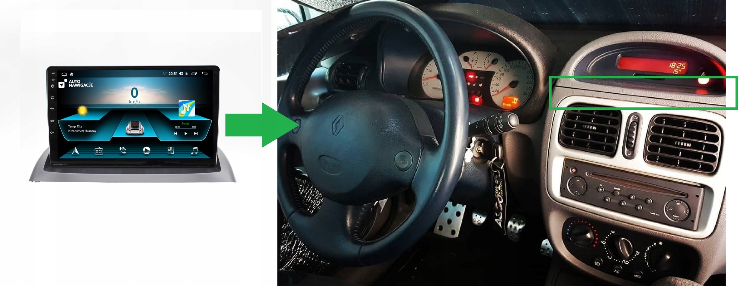 RADIO NAWIGACJA GPS RENAULT CLIO MK2 II 2001-2005 ANDROID 2/64 GB