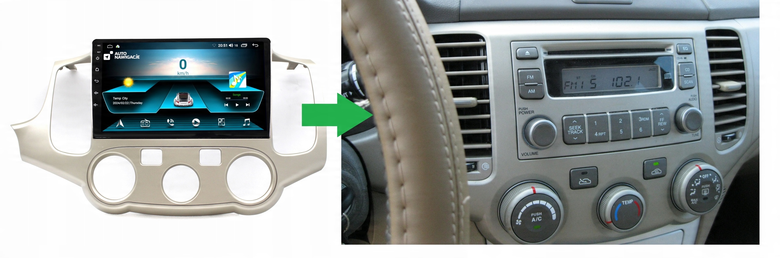 RADIO NAWIGACJA GPS KIA MAGENTIS 2005-2010 ANDROID CARPLAY 2/64 GB