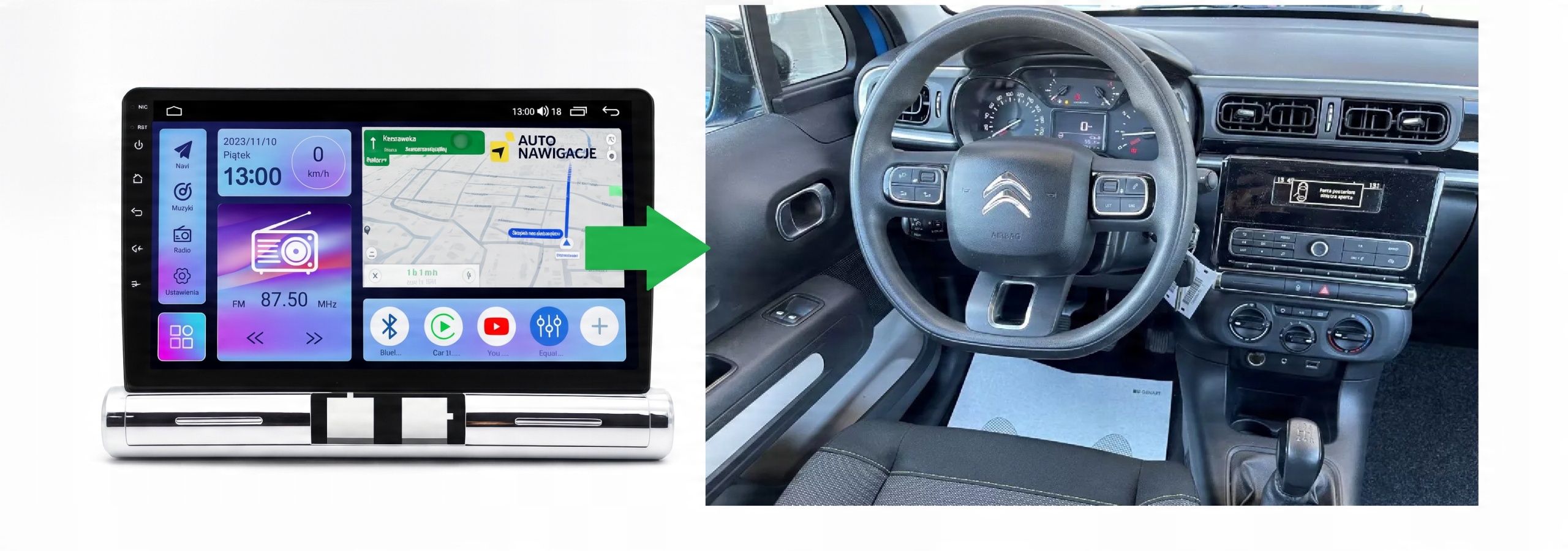 RADIO NAWIGACJA GPS CITROEN C3 III 2015-2023 ANDROID 8/128 GB