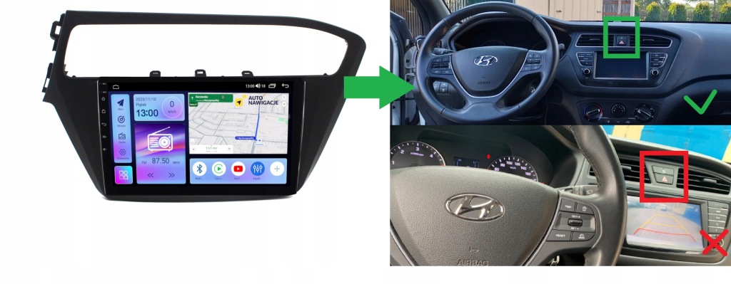 RADIO NAWIGACJA GPS HYUNDAI I20 2016-2019 ANDROID CARPLAY 4/64 GB