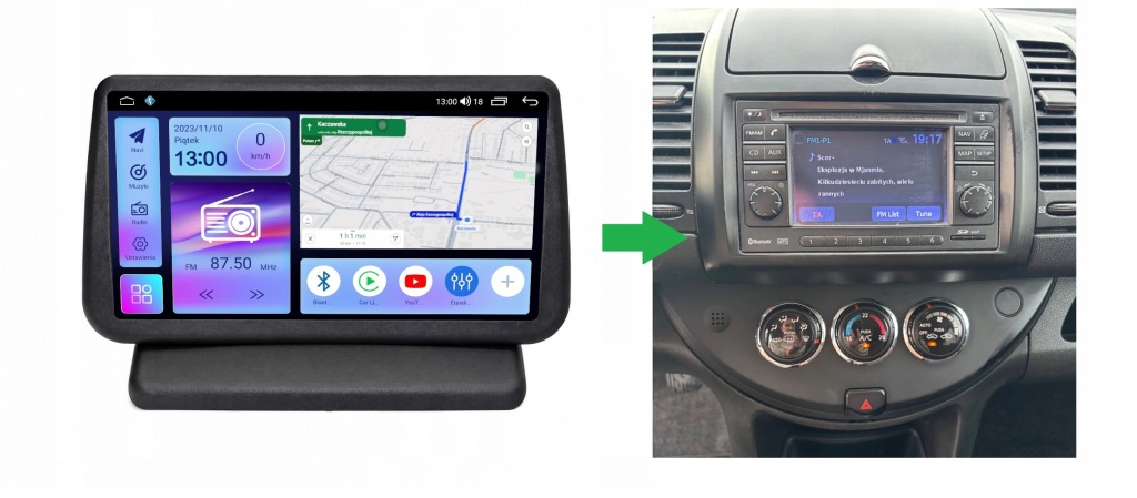 RADIO NAWIGACJA GPS NISSAN NOTE 2005-2012 ANDROID CARPLAY 8/128 GB
